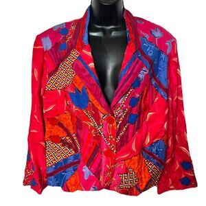 Vintage Minnie’s Closet Patchwork Blazer 1980s 1990s Jacket Long Sleeve Size S